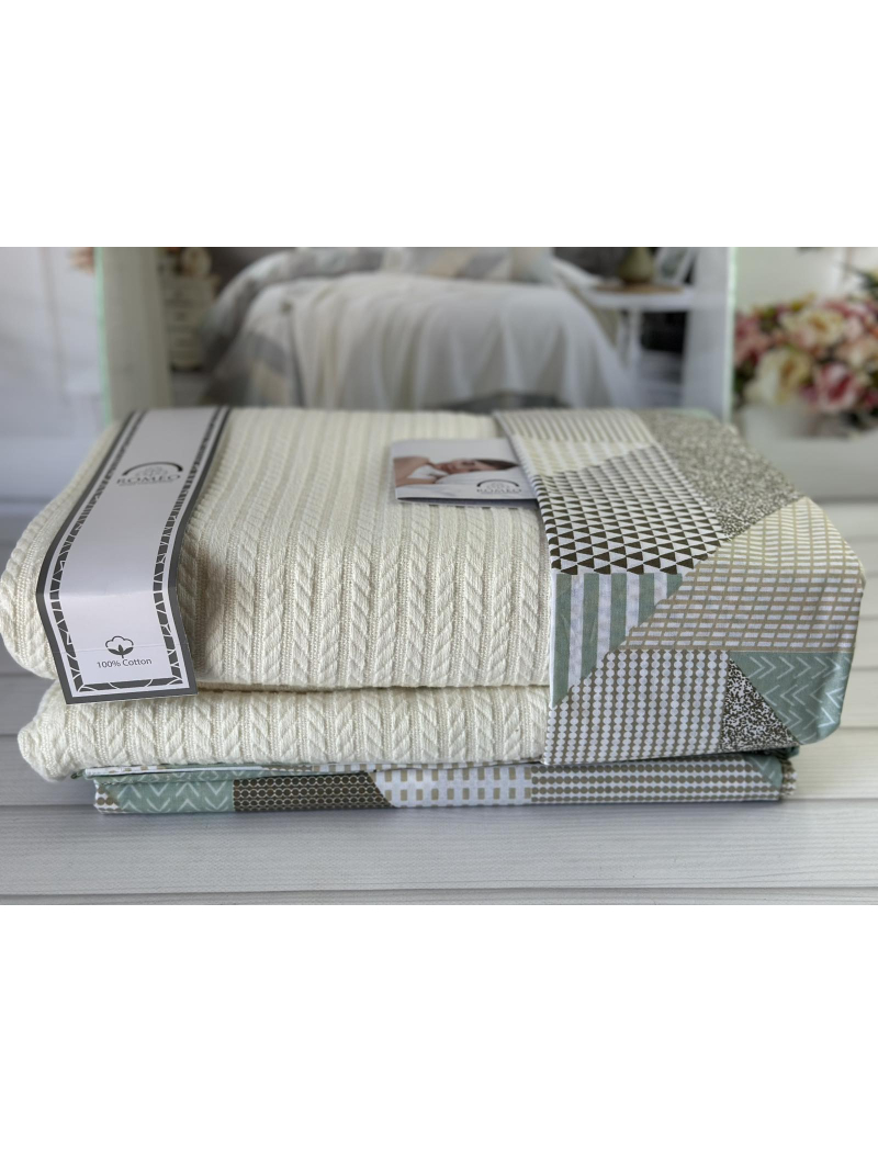 Krem Літній набір з Плед машинна в'язка. Romeo home Туреччина