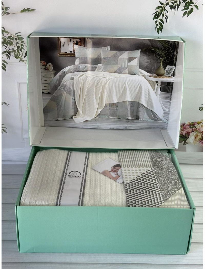 Krem Літній набір з Плед машинна в'язка. Romeo home Туреччина