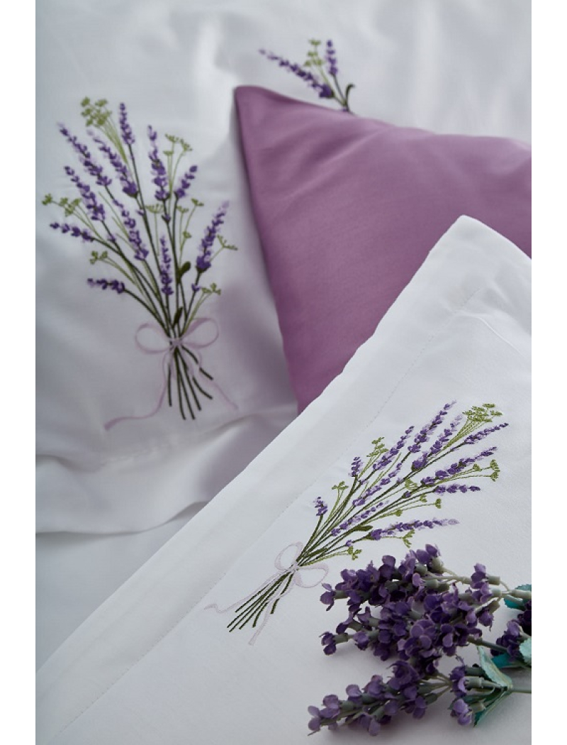 Lavender сатинова постіль з вишивкою. Євро розмір. Dantela vita Туреччина.