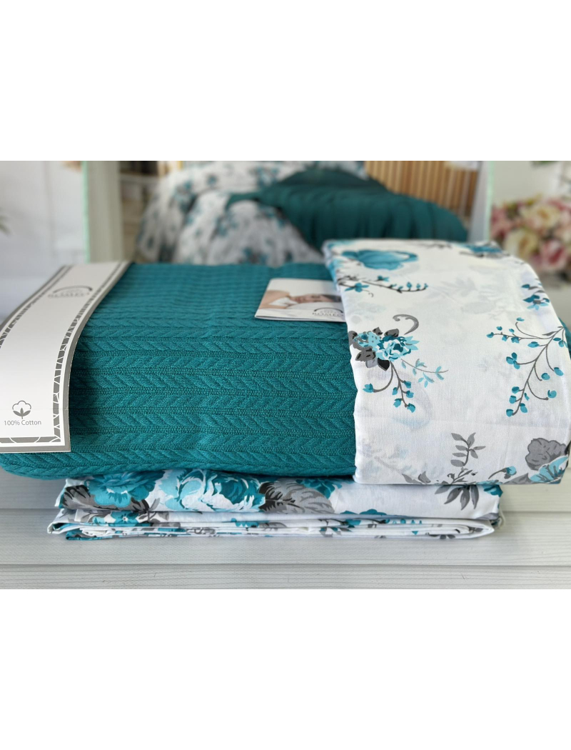 Petrol Літній набір з Плед машинна в'язка. Romeo home Туреччина