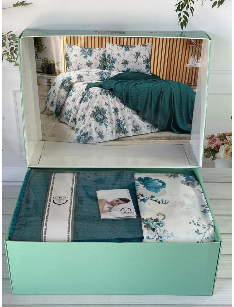 Petrol Літній набір з Плед машинна в'язка. Romeo home Туреччина