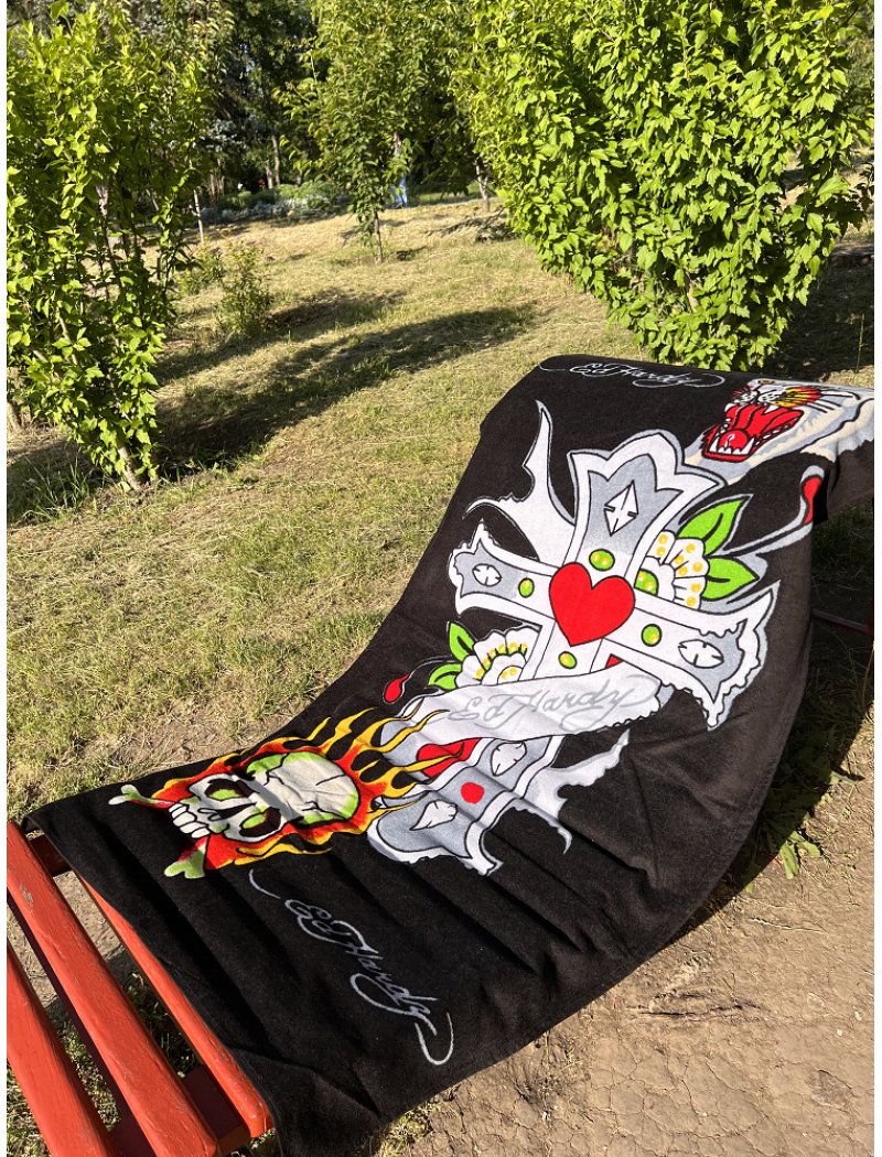 Пляжное полотенце ED hardy 75х150см. Турция.
