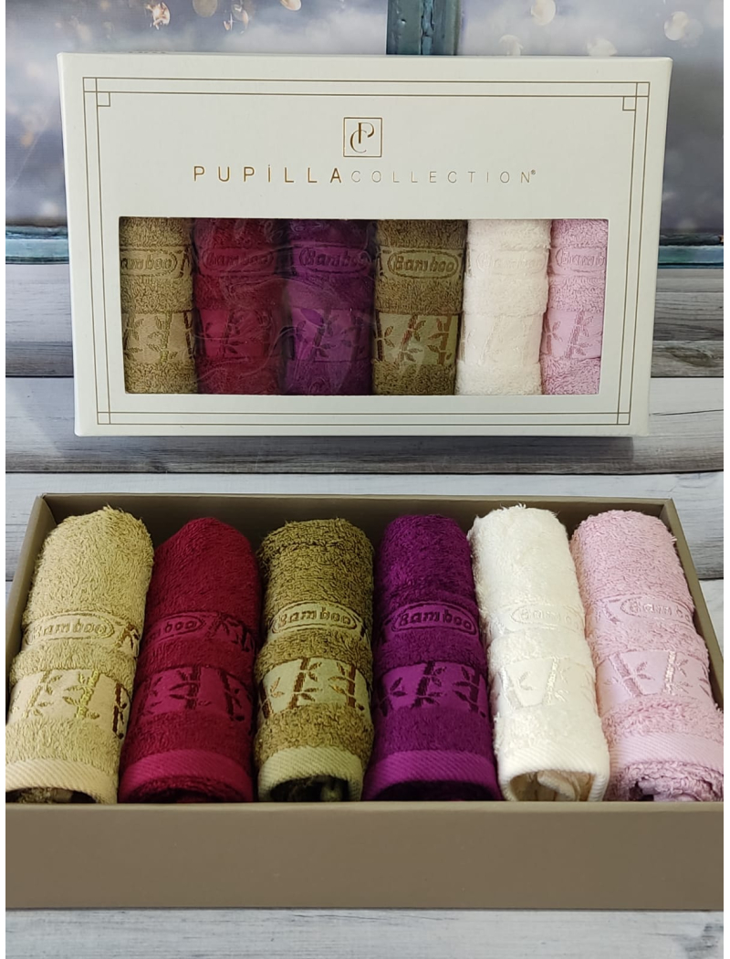 Pupilla gold 30х50см., 6в1. Бамбукові рушники.