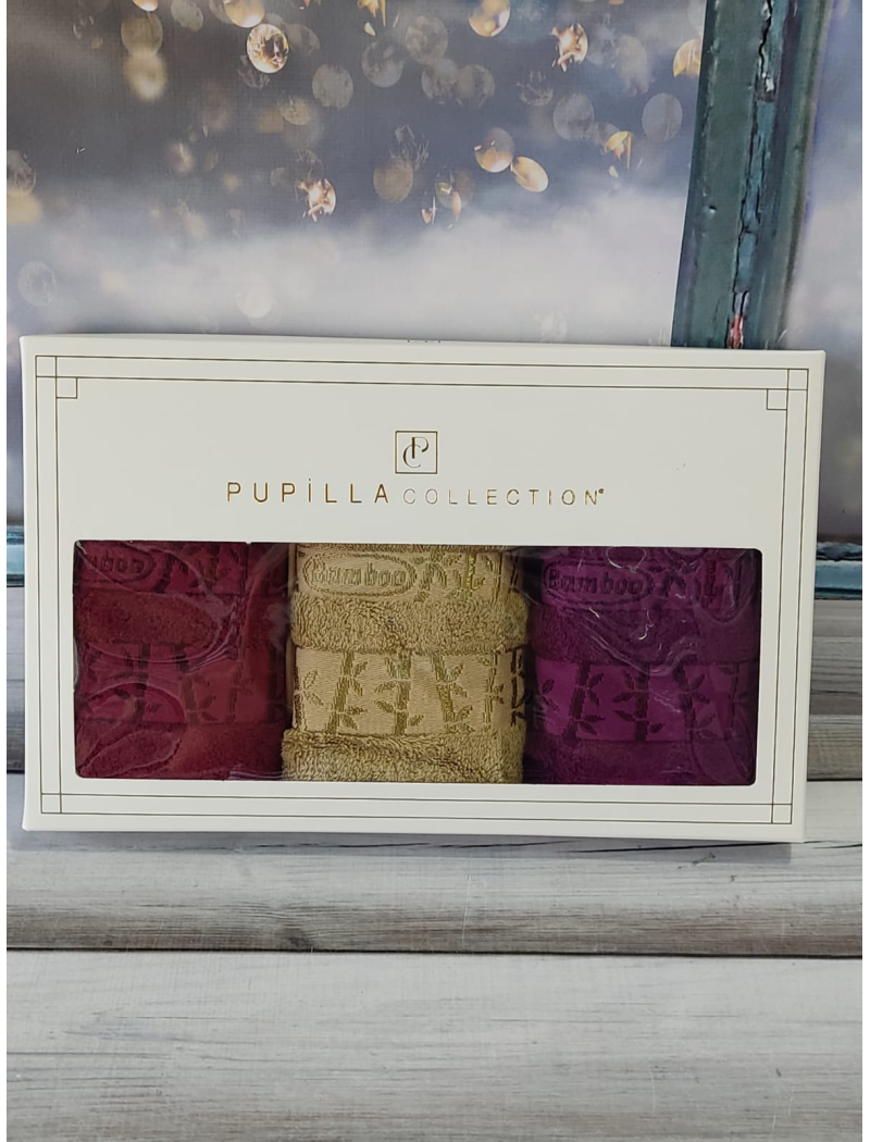 Pupilla Gold bordo 3в1 30х50см., бамбуковий набір кухонних рушників.