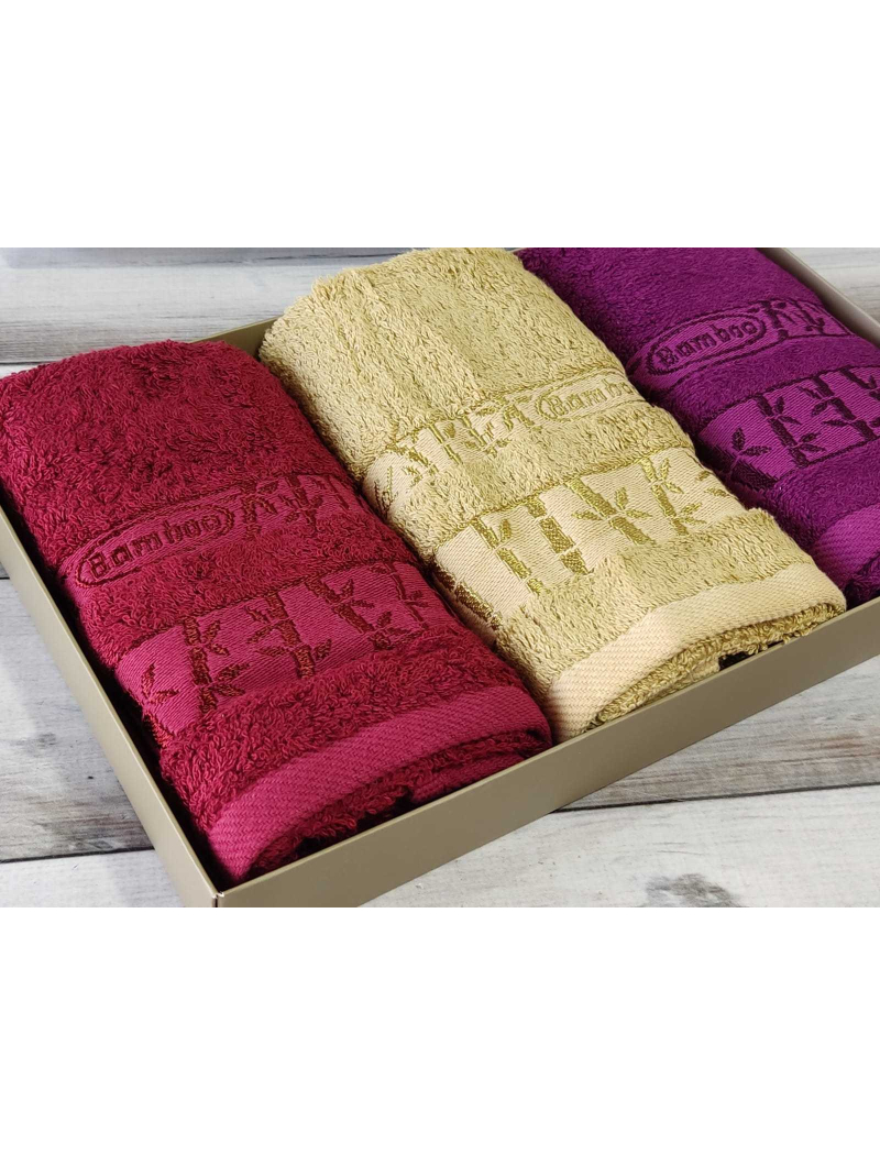 Pupilla Gold bordo 3в1 30х50см., бамбуковий набір кухонних рушників.
