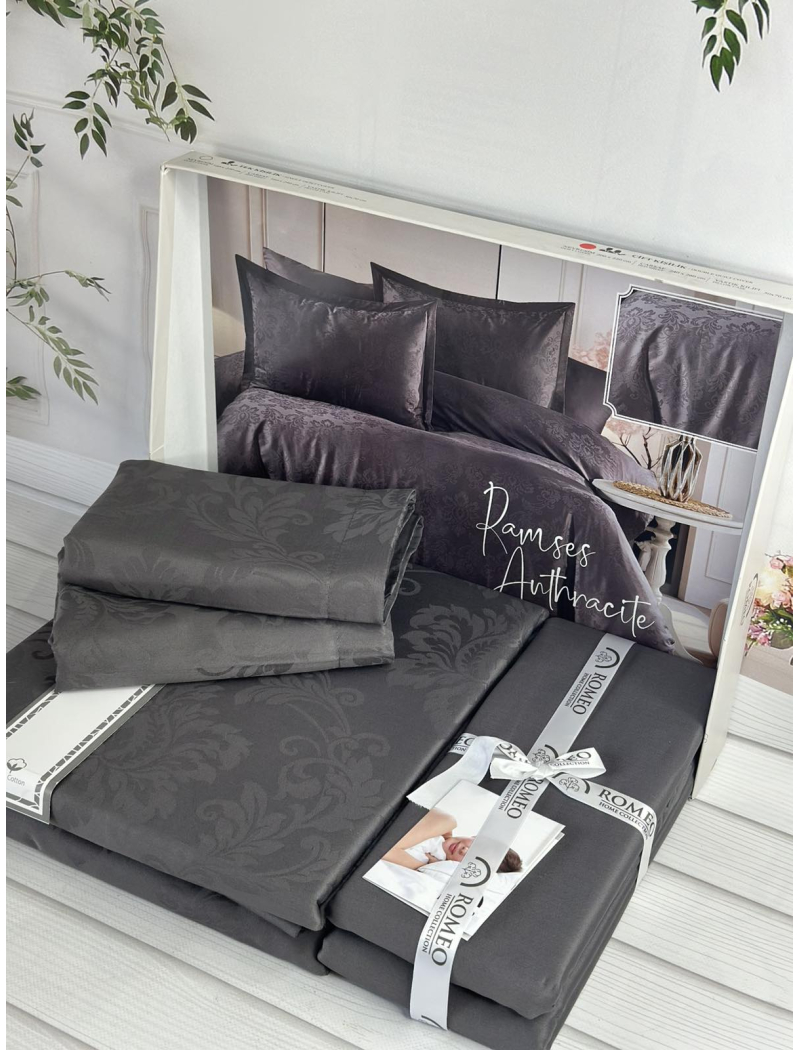 Ramses Grey жаккардова постіль, євро розмір. Romeo home Туреччина.