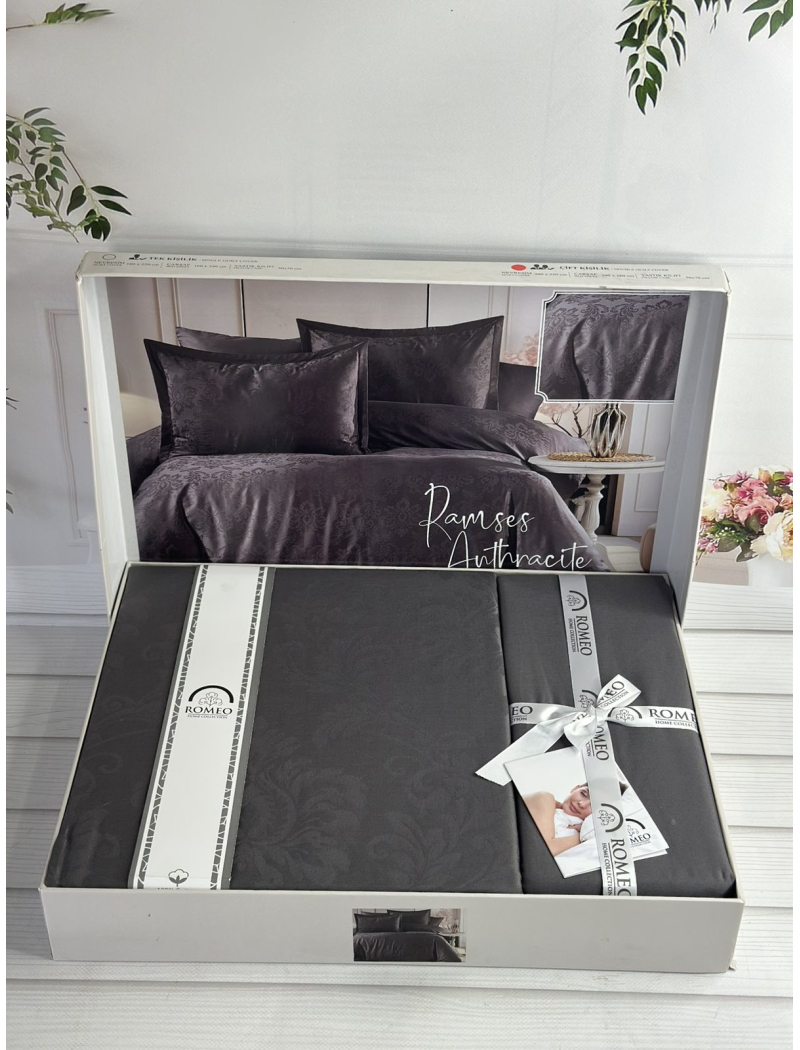 Ramses Grey жаккардова постіль, євро розмір. Romeo home Туреччина.