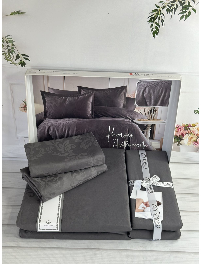 Ramses Grey жаккардова постіль, євро розмір. Romeo home Туреччина.