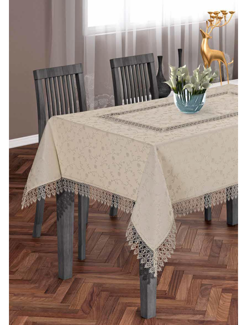 Tropik Home FRINGED AGK 242.Скатертина 160x200 POLYESTER MASA JAKARD PANO