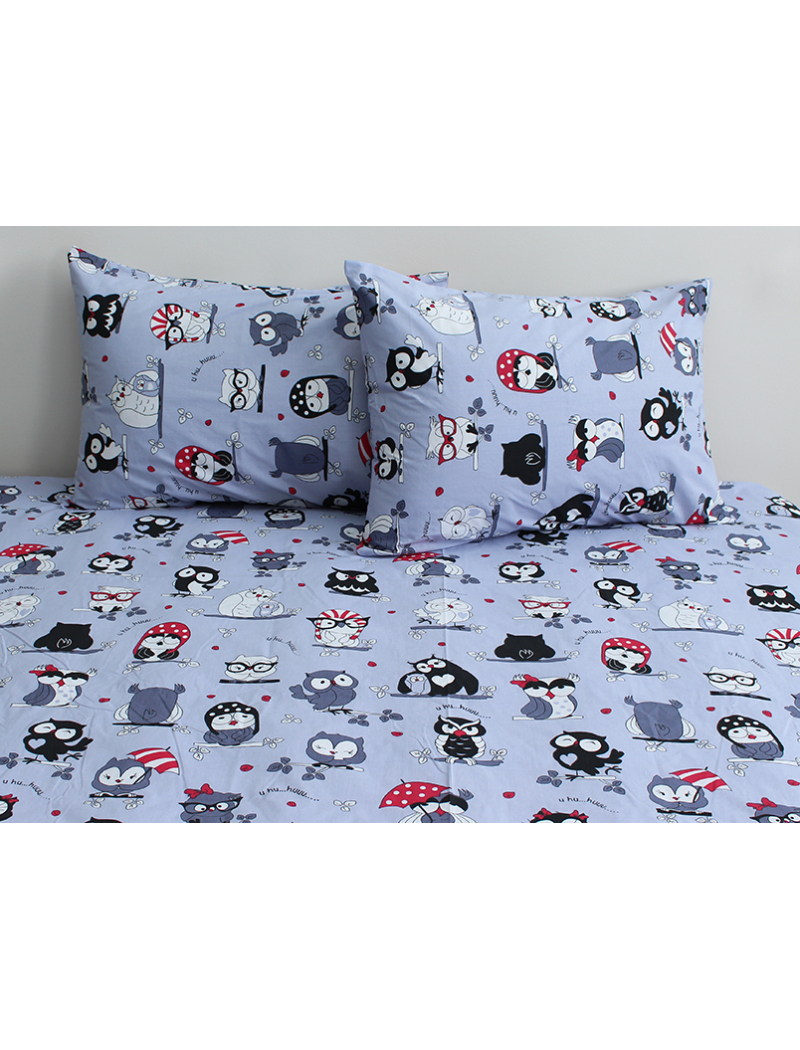 Наволочка 70х70 Совята (серый)