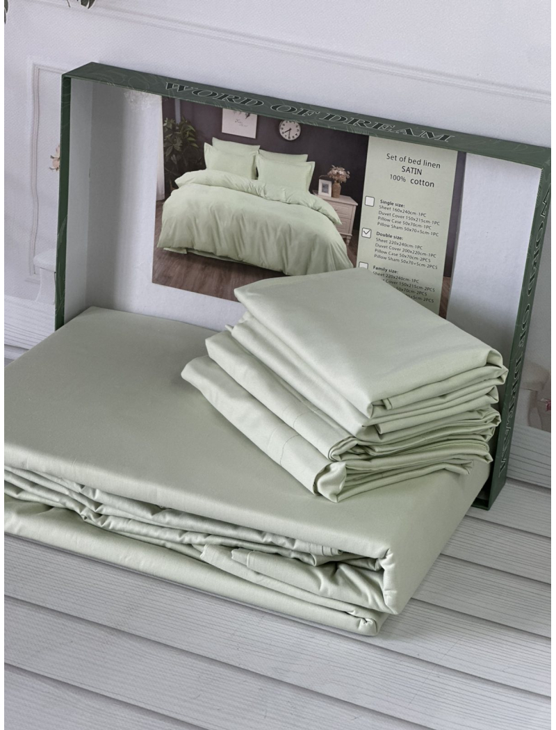 Su-yeshili сатинова постільна білизна євро розміру. Word of dream.