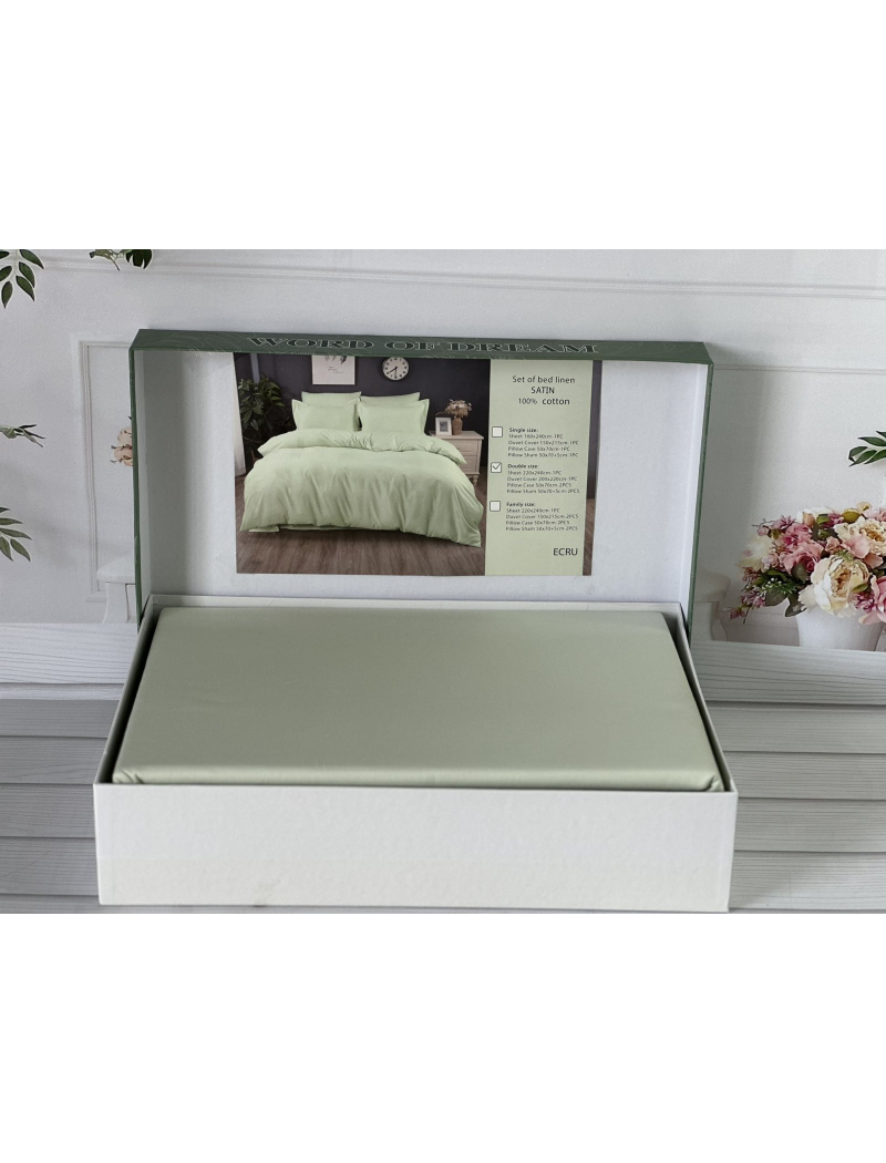 Su-yeshili сатинова постільна білизна євро розміру. Word of dream.