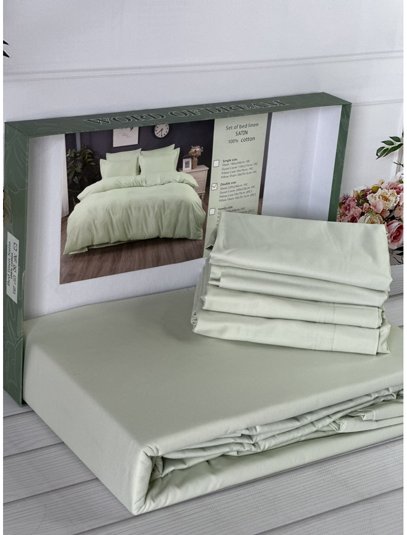 Su-yeshili сатинова постільна білизна євро розміру. Word of dream.