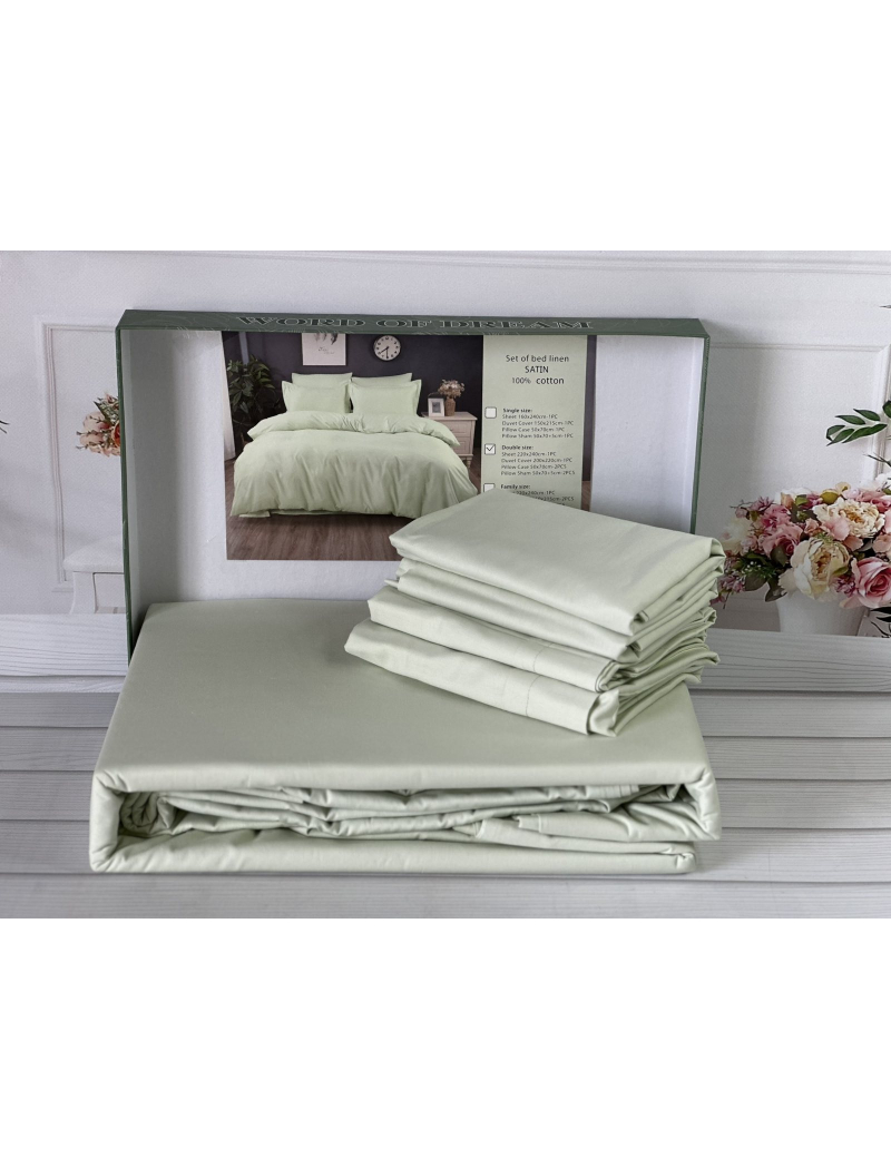 Su-yeshili сатинова постільна білизна євро розміру. Word of dream.