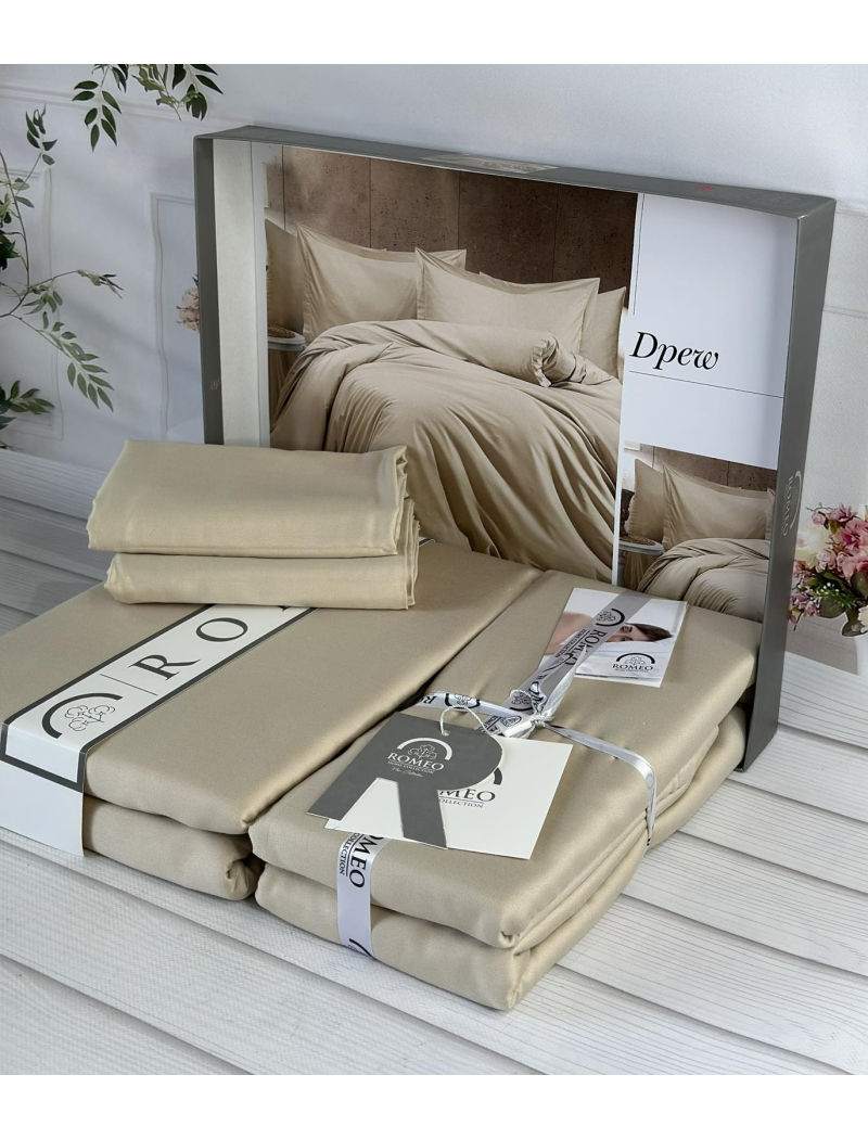 Tensel Drew Bej сатинова постільна білизна. Євро розмір. Romeo home Туреччина.