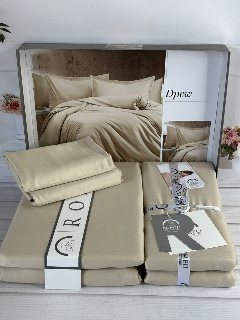 Tensel Drew Bej сатинова постільна білизна. Євро розмір. Romeo home Туреччина.