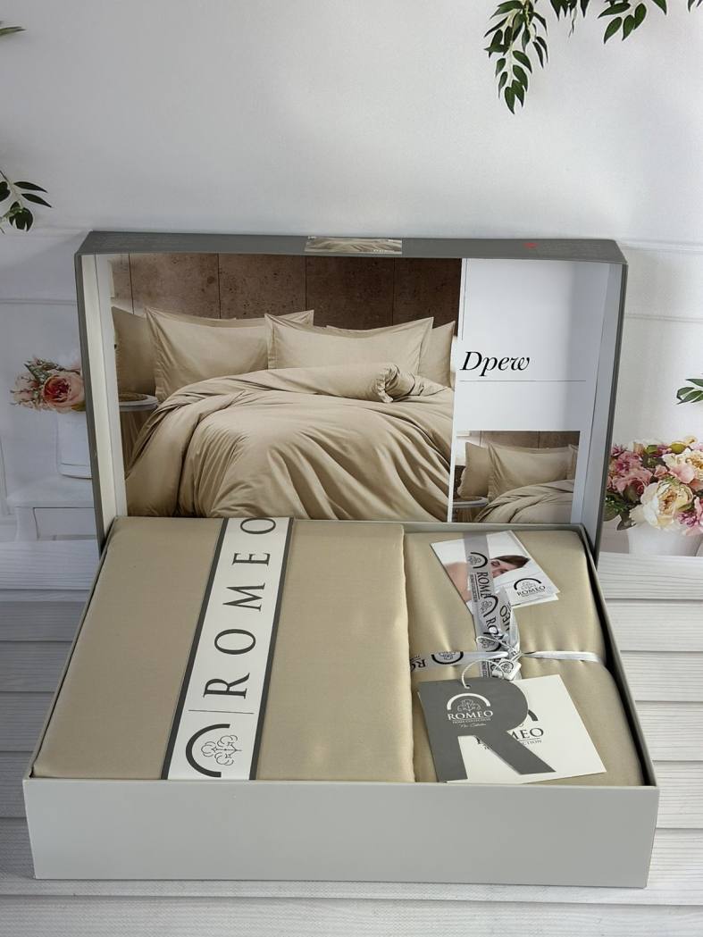 Tensel Drew Bej сатинова постільна білизна. Євро розмір. Romeo home Туреччина.