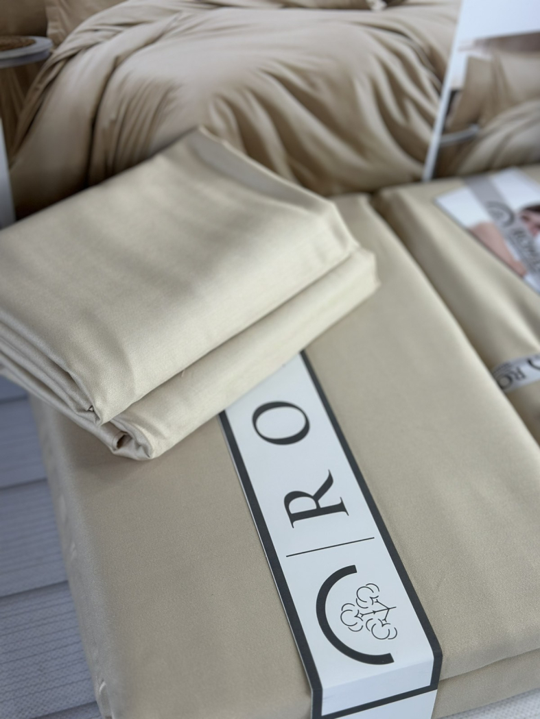 Tensel Drew Bej сатинова постільна білизна. Євро розмір. Romeo home Туреччина.