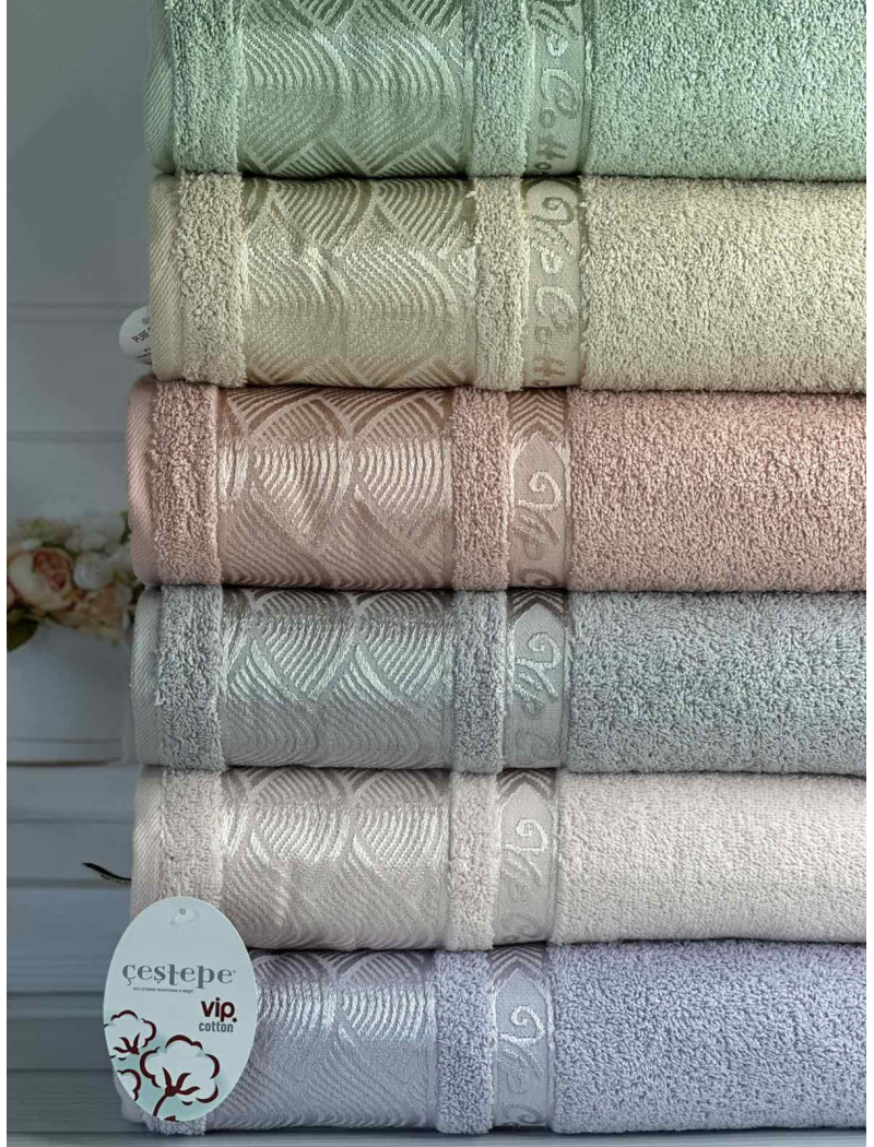 Vip cotton Linens махрові рушники 70х140см., 6 шт/уп. CestepeТуреччина.