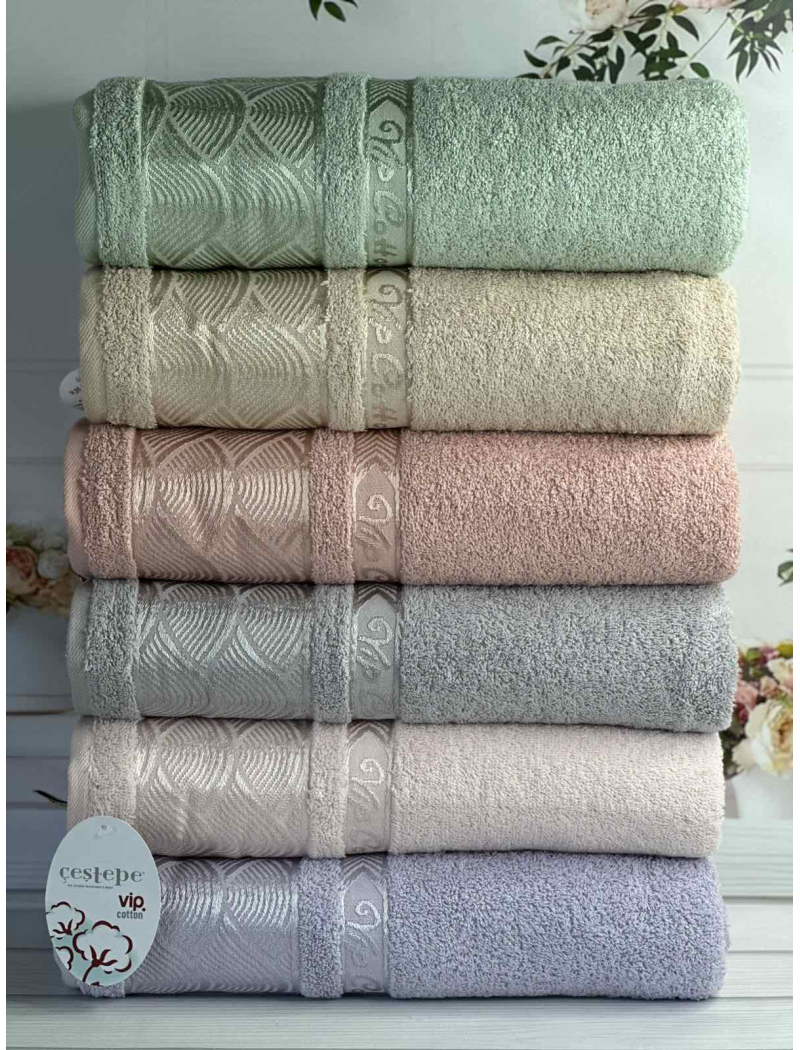 Vip cotton Linens махрові рушники 70х140см., 6 шт/уп. CestepeТуреччина.