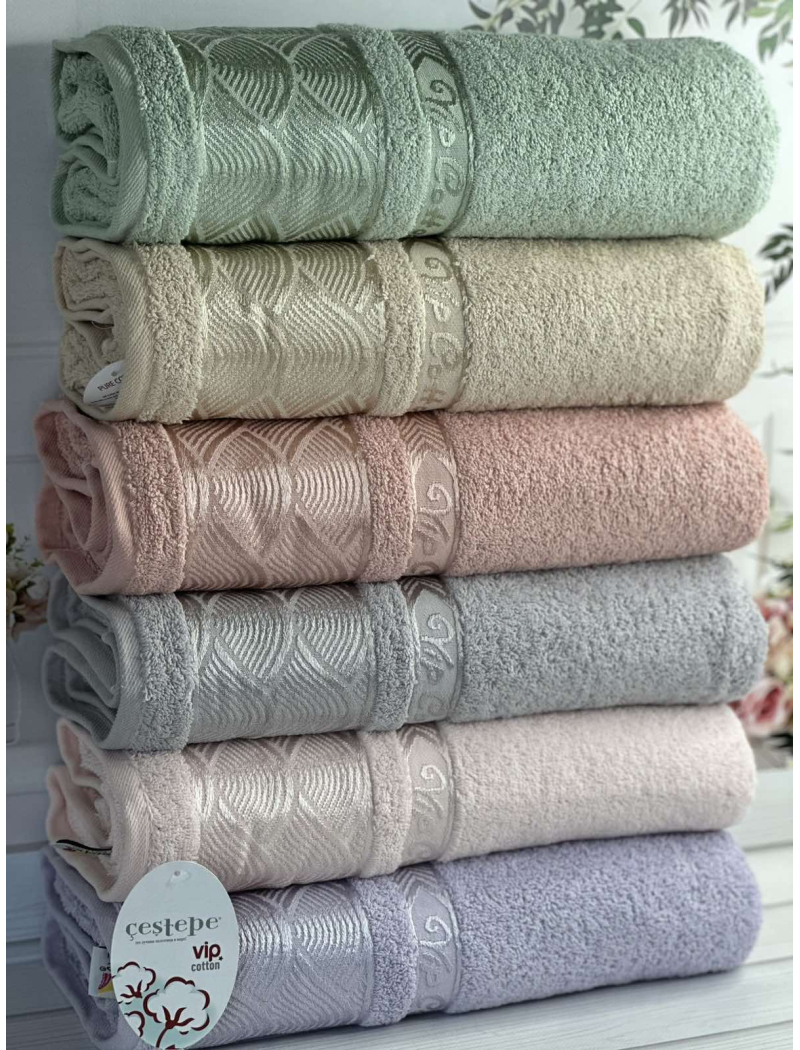 Vip cotton Linens махрові рушники 70х140см., 6 шт/уп. CestepeТуреччина.