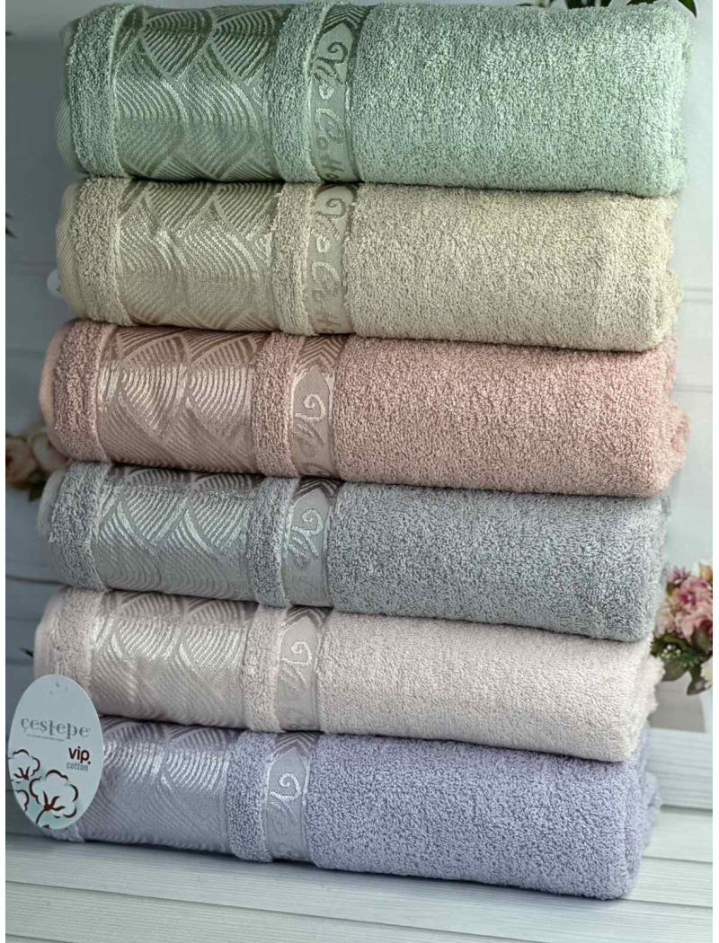 Vip cotton Linens махрові рушники 70х140см., 6 шт/уп. CestepeТуреччина.