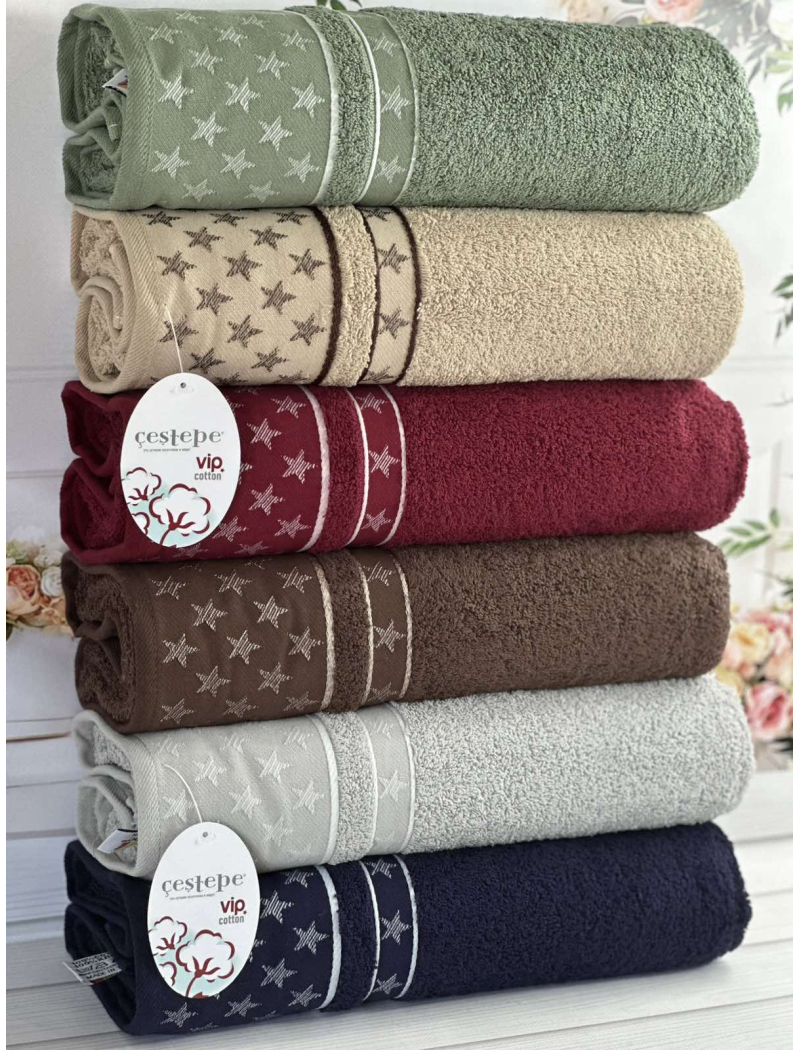 Vip cotton Star махрові рушники 70х140см., 6 шт/уп. CestepeТуреччина.