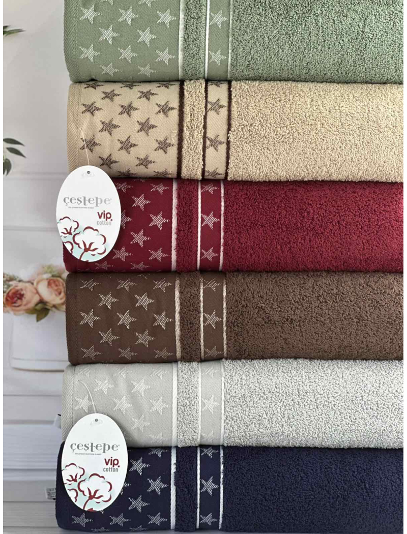 Vip cotton Star махрові рушники 70х140см., 6 шт/уп. CestepeТуреччина.