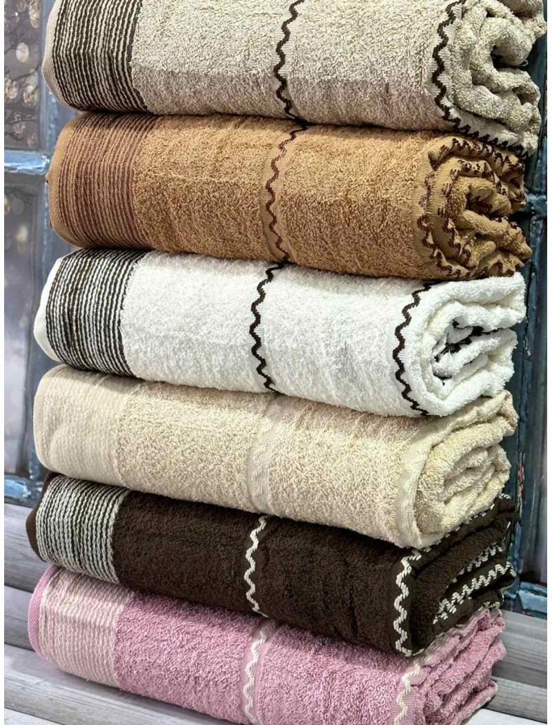 100х150см.,Zig zag kahve махрові рушники, 6 шт/уп. Бавовна. Sweet dream Туреччина.