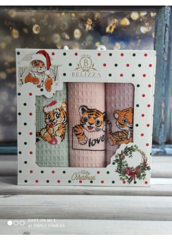 Belizza Tiger sapkali 003 love, вафельні рушники 40х60см., 3в1
