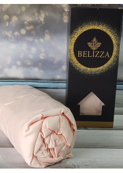 Persik 160х200см., сатинове простирадло на резинці. Belizza Туреччина.