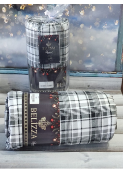 Classical grey 180х200см. Фланель. Простирадло на резинці з наволочками. Belizza Туреччина.