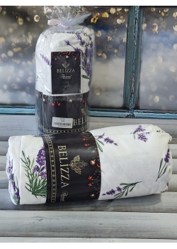 Lavender 160х200см. Фланель. Простирадло на резинці з наволочками. Belizza Туреччина.