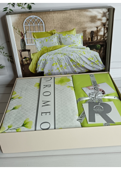 Poplin Sakura yesil постіль з поплин. Євро розмір. Romeo home Туреччина.
