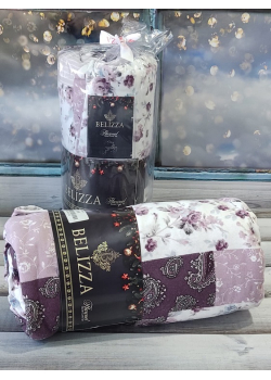 Plaid purple 180х200см. Фланель. Простирадло на резинці з наволочками. Belizza Туреччина.