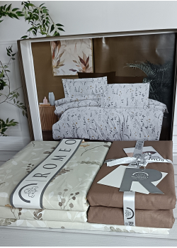 Poplin Flora kahve постіль з поплин. Євро розмір. Romeo home Туреччина.