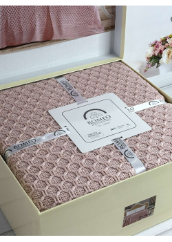 Zeynep persik в'язаний акріловий плед. Romeo Home Туреччина.