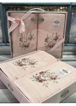 Moz cicek 01 2в1подарунковий набір рушників. 480 г/м2. Moz Туреччина.