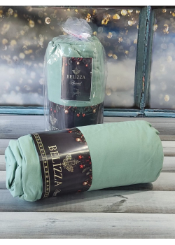 Mint 180х200см. Фланель. Простирадло на резинці з наволочками. Belizza Туреччина.