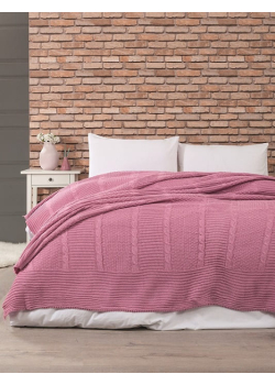 Pembe в'язаний акріловий плед. Belizza Туреччина.