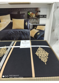 copy_Sari gri постільна білизна з вишивкою. Євро розмір. Ранфорс. Karina Туреччина.