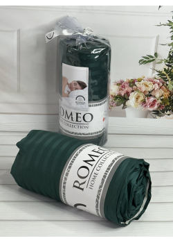 Line Yesil 180х200см. Простирадло на резинці. Сатин-страйп. Romeo Туреччина.