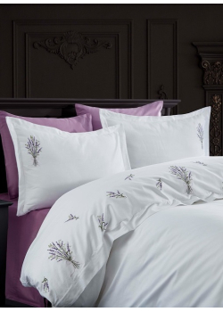 Lavender сатинова постіль з вишивкою. Євро розмір. Dantela vita Туреччина.