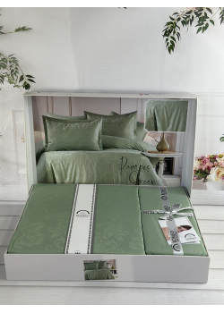 Ramses Green жаккардова постіль, євро розмір. Romeo home Туреччина.